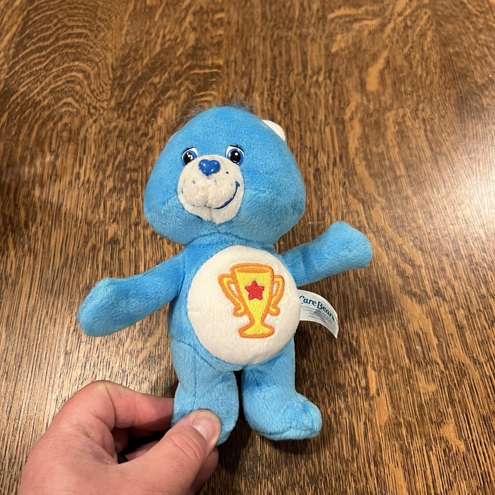 Care Bears 2003 Champ Bear Blue Championship Trophy Plush 13" Stuffed Animal Toy